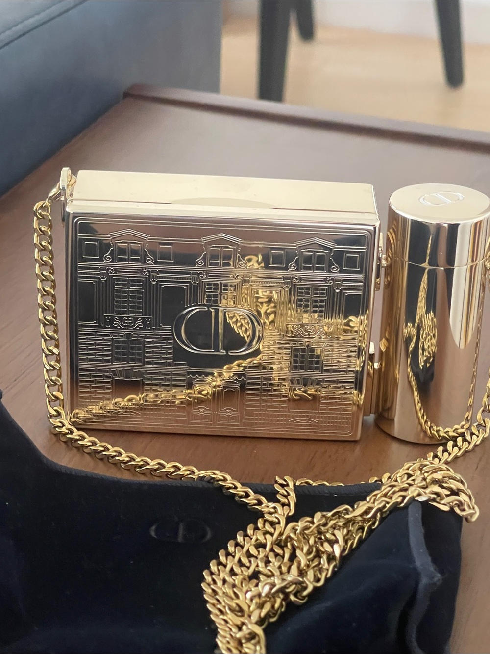 Christian Dior Beauty Gold Metallic Minaudière Clutch